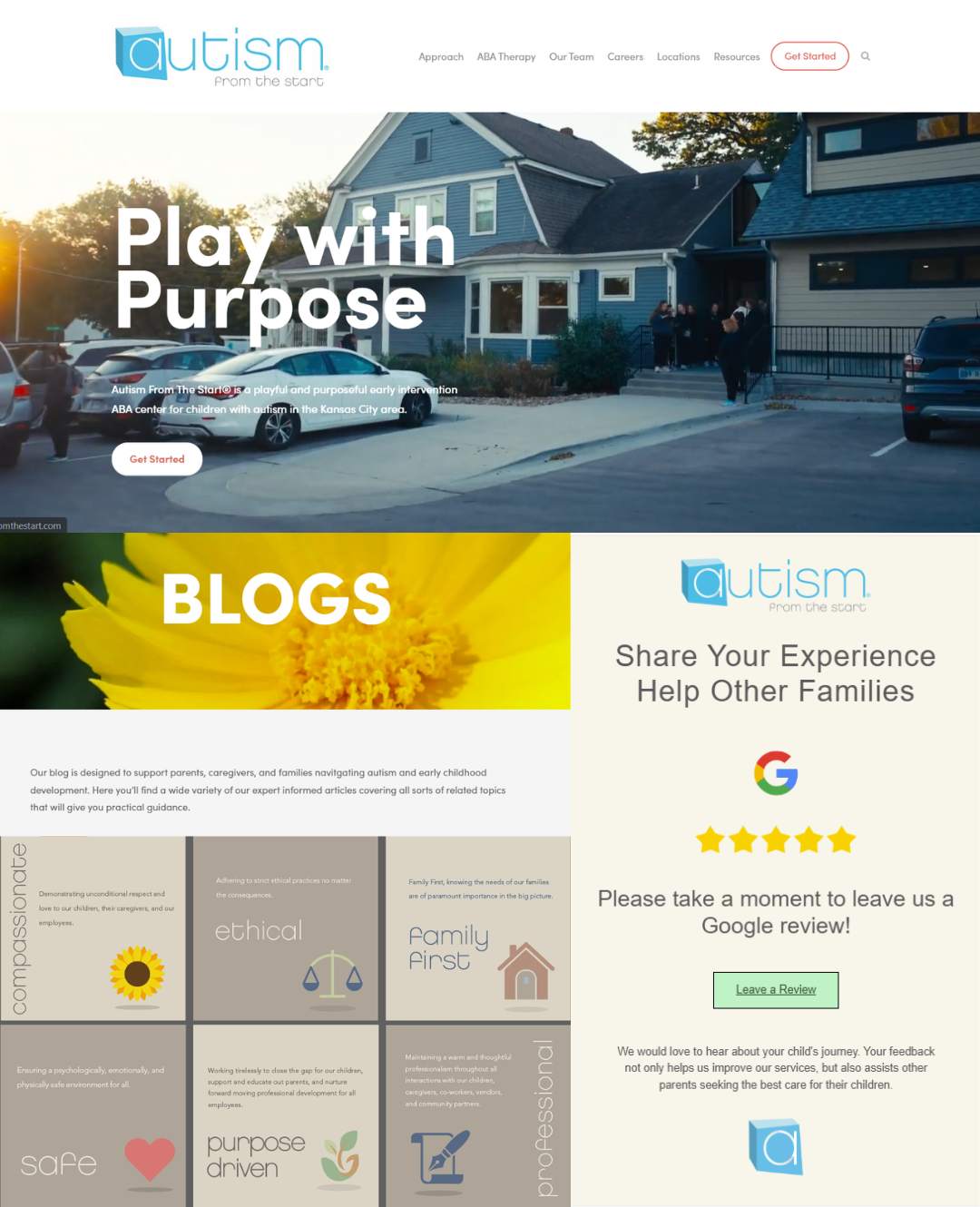 Collage of screenshots from client's website.